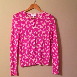 Loft Size Small Hot Pink Print Cardigan