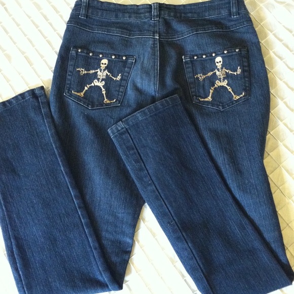 Govanni jeans skeleton design skinny straight