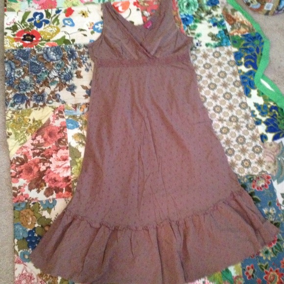 SOLD brown Swiss dot cotton sun dress
