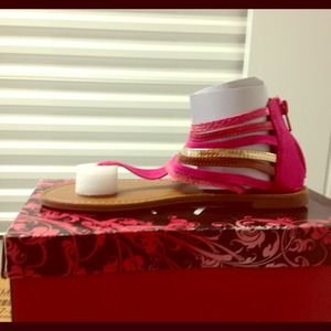 Qupid Athena-416A- Fushia Gladiator Sandals