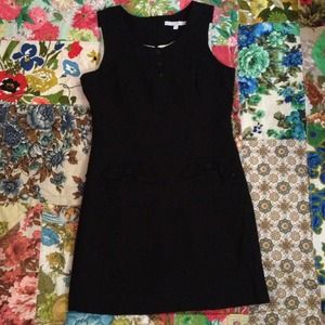 black pique knit sheath dress