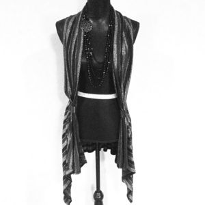 High low cardigan black and sliver