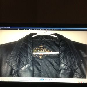 Black leather trench coat
