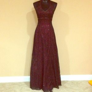 Halter red/black dress