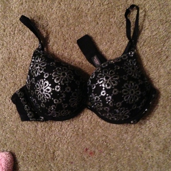 Victoria Secret embellished black bra w crystals.