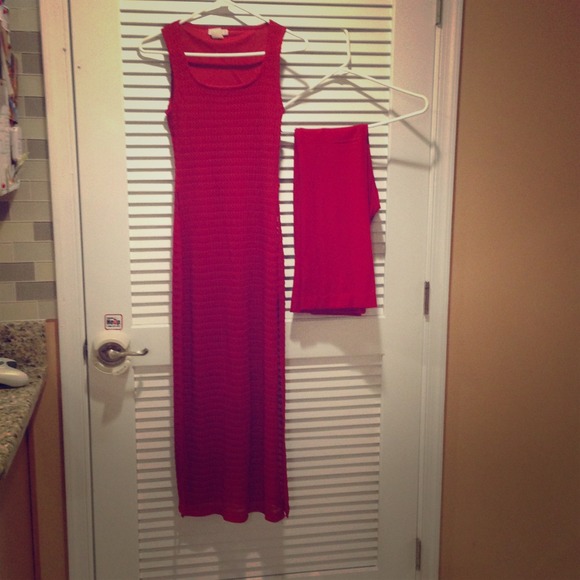 Red dress with pants