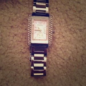 Fossil watch with pink face