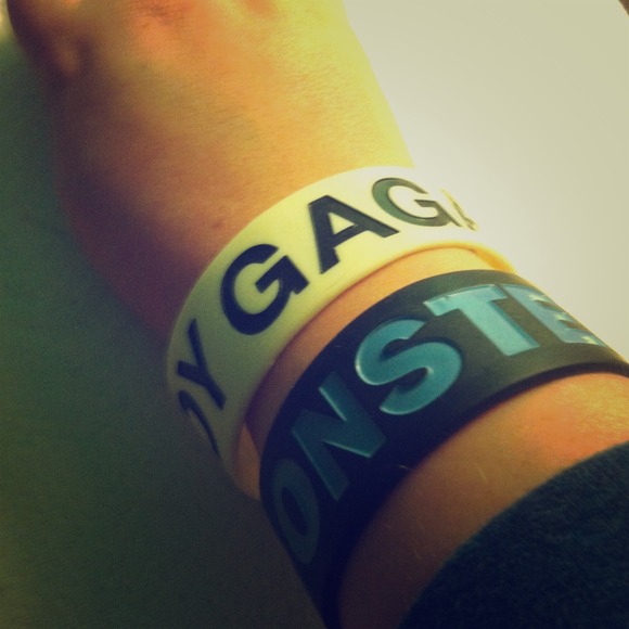 Two Lady Gaga rubber cuffs