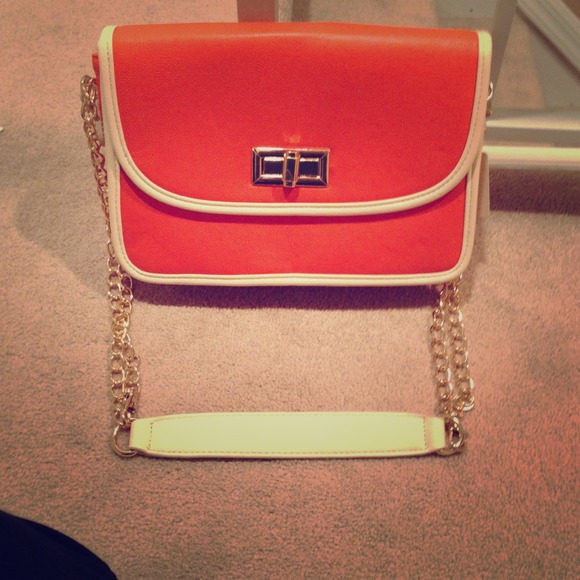 Sold! Orange and cream chain strap handbag