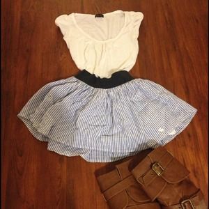 Abercrombie & Fitch Blue White Striped Mini Skirt