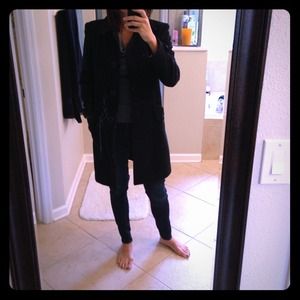 Black, long peacoat