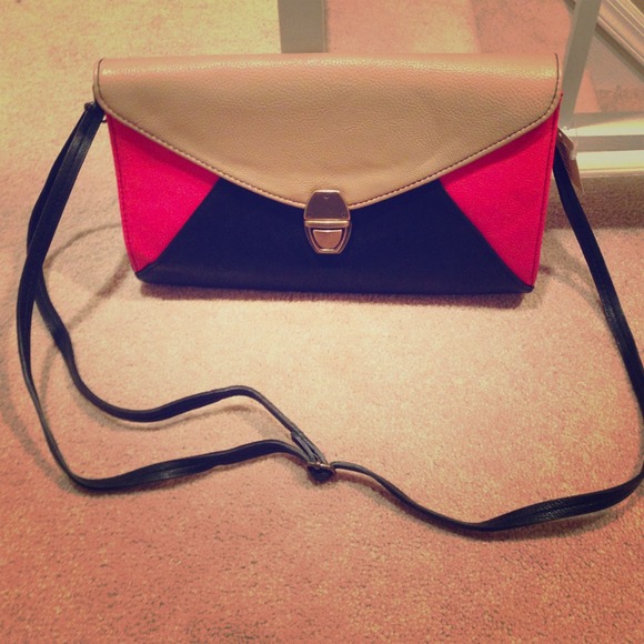 Sold! Cream, coral, and black handbag