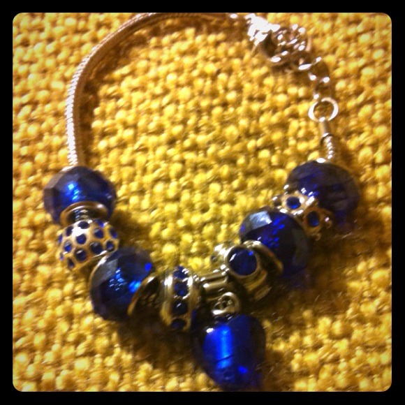 Sold! Bright blue beaded bracelet