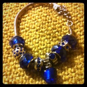 Sold! Bright blue beaded bracelet