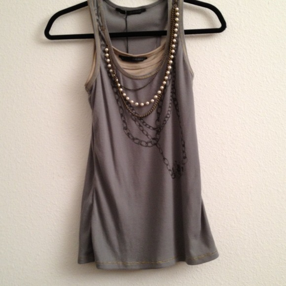 Double tank top with necklace attached