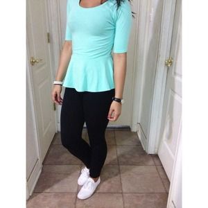 Mint Peplum Top