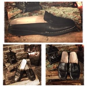 Casual black loafer slides