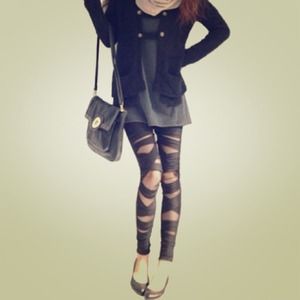 Celeb black bandage tights