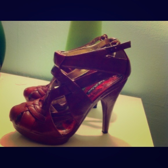 Burgundy with strap heels
