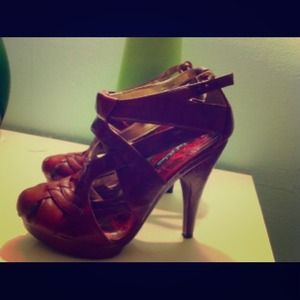 Burgundy with strap heels