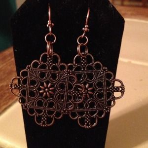 Copper square dangle earrings