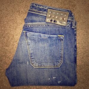 Diesel Low Rise Straight Leg Denim Jeans