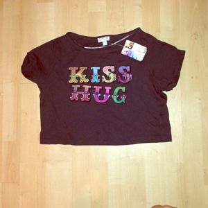Grey KISS HUG Cotton On Crop Top!