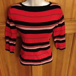 Stretchy Striped Silk Blend Sweater