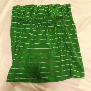 Green tube top with white stripes