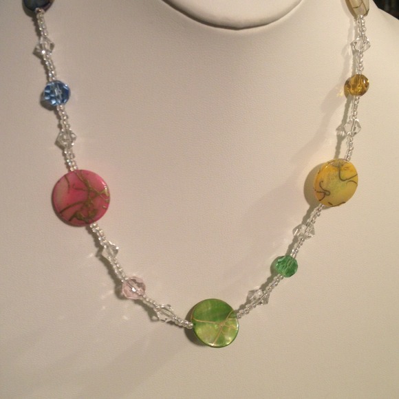 Crystal and Glass Multi Colored Necklace