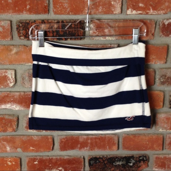 Blue and white striped mini skirt