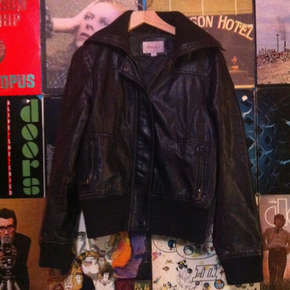Dark Brown Faux Leather Bomber Jacket
