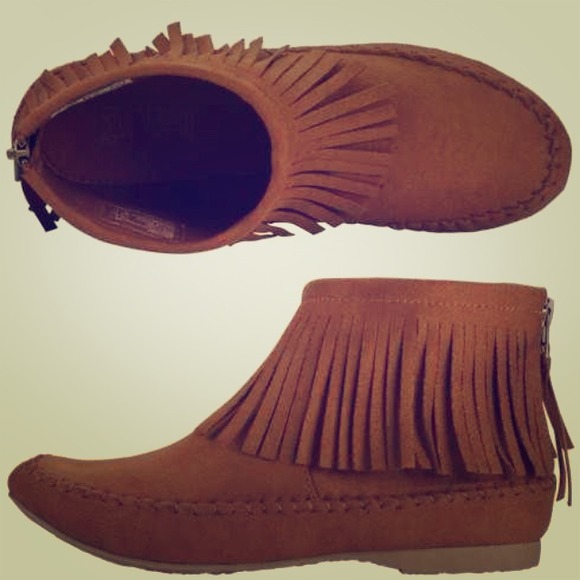 Like New Brash Moccasins Ankle Boots Zipper Indian