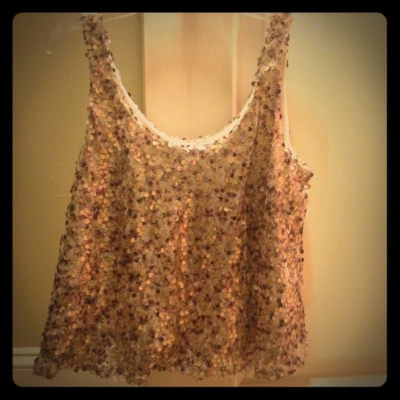 Tops - Gold sequined top.