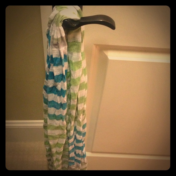 Blue, white and green stripped scarf