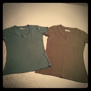 2 Green V-neck tees