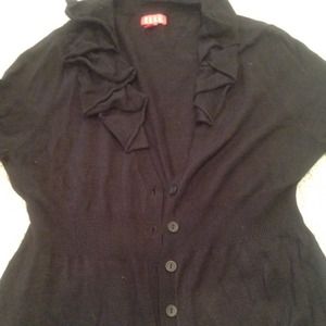 Ladies cardigan with ruffle collar