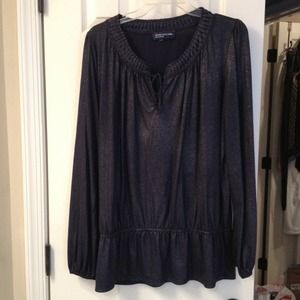 Jones New York navy blue blouse w/silver glitter