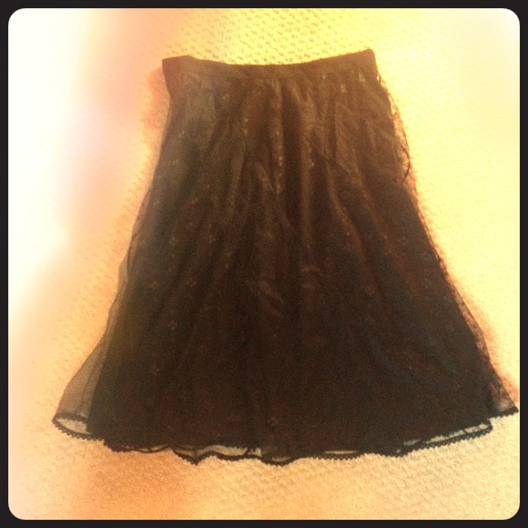 New Express black knee length lace skirt