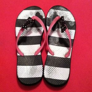 Black and white stripped flip flops! 😊