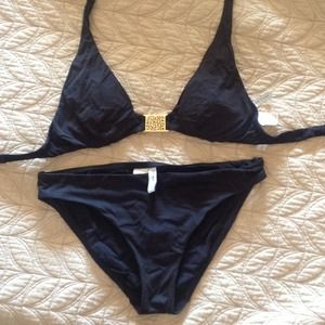 Trina Turk 2 Piece Bathing Suit - black and gold