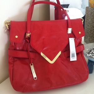 Adrienne Vittadini "Taylor" bag in Tomato, Tags on