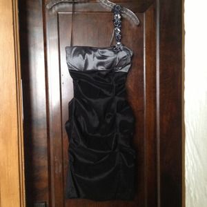 One strap black and silver dress