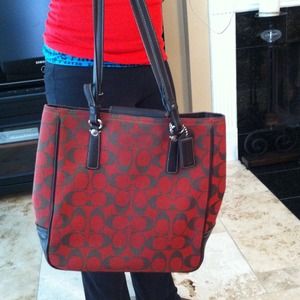Red and Brown Coach Purse