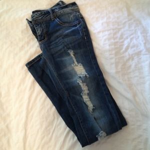 Skinny Dark Wash Distressed Jeans