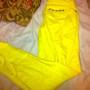 A yellowish pair of jeans