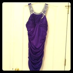 Figure flattering Purple dress with beaded top