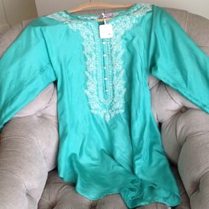 REDUCED Calypso emerald green silk cover up