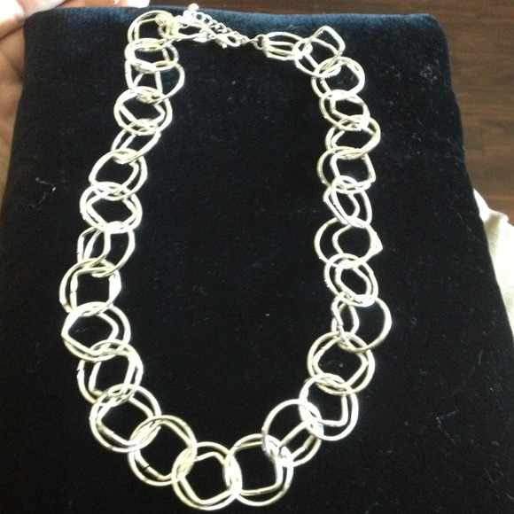 RESERVED Silver tone necklace and gold bag