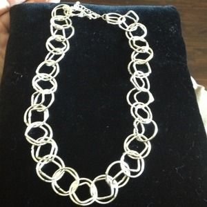 RESERVED Silver tone necklace and gold bag